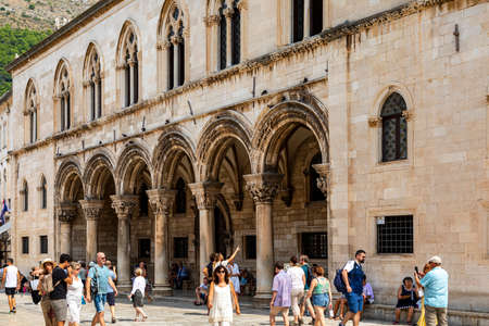 Dubrovnik Croatia Sept 14, 2019: View at historic old square and the city center of old town Dubrovnik with people, European travel destinations.のeditorial素材