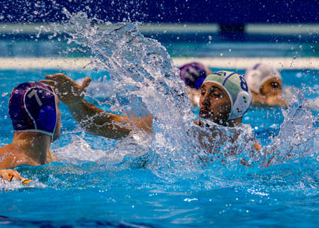 Budapest Hungary Jan 24, 2020: The 34th Men's European Water Polo Championship. The tournament for national teams. Italy-Russia. Italy wins by 14-12.のeditorial素材