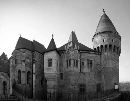 The architectural details of the inner courtyard of the Corvin - also known as Hunyadi Castle....