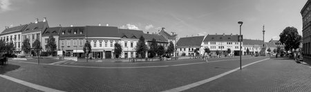 Sopron Hungary Jun 2 2019: View of the Old Town's main square and small narrow streets in the Hungarian city Sopron.のeditorial素材