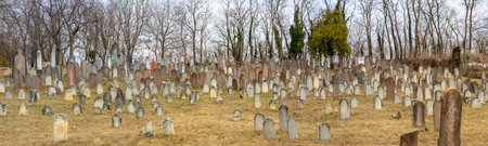 Jewish headstones in a ancient Jewish graveyard - dating back to the 1700'sの写真素材