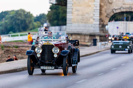 Szeged Hungary Aug 14, 2021: Festival of rear vintage cars - driven by owners - are back and on the road again. Some in detail while on display.のeditorial素材
