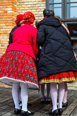 Mohacs, Hungary - February 26 2022:  (Buso-walking) an annual masquerade celebration of the Sokci ethnic group dressed for Hungarian Folk Dancing.のeditorial素材