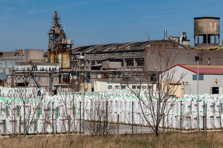 Hungary Mar 16 2022: Petrochemical plant where fertilizer stored and distributed in the rural countryside.のeditorial素材