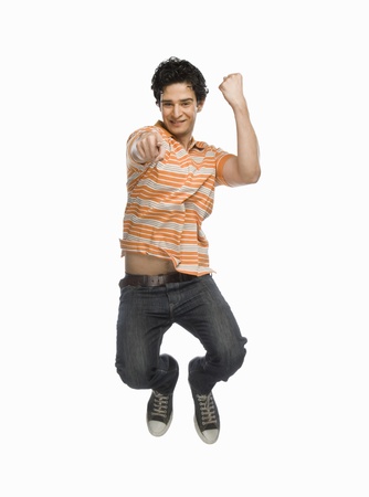 Man jumping with joyの写真素材