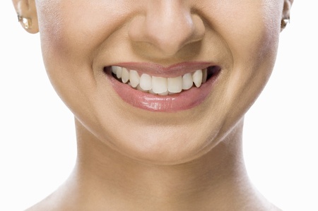 Close-up of a fashion model smiling