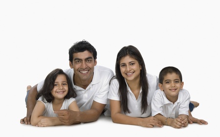 Portrait of a happy familyの写真素材