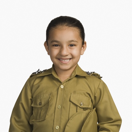 Girl dressed as a police officer and smiling