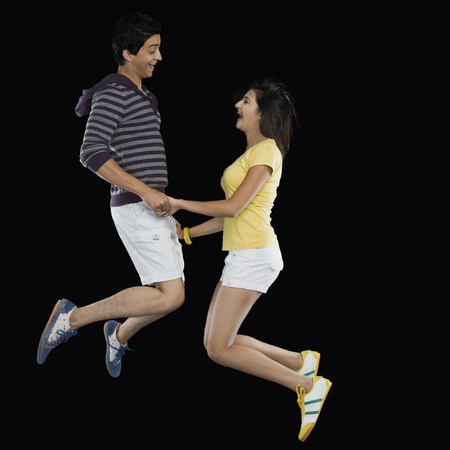 Couple jumping