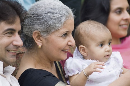 Close-up of a family smiling