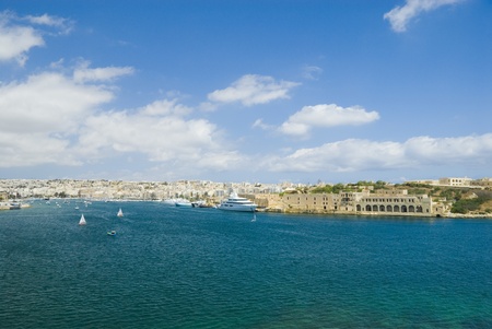 Buildings at the waterfront, Valletta, Maltaの写真素材
