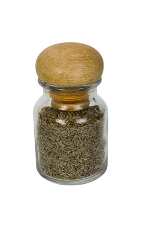 Close-up of a container with cumin seedsの写真素材