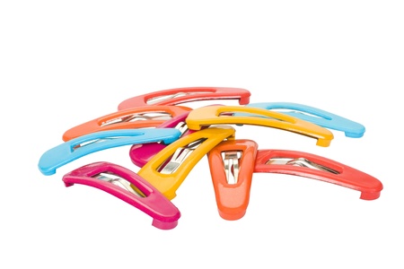 Close-up of assorted hair clipsの写真素材