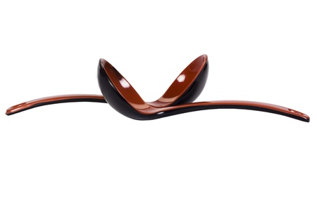 Close-up of two soup spoonsの写真素材