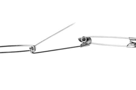 Close-up of a chain of safety pins