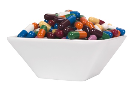 Close-up of a bowl of capsules