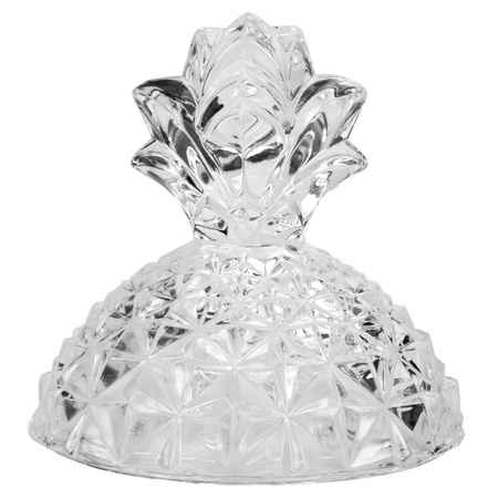Close-up of a pineapple shaped crystal lidの写真素材