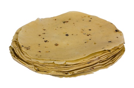 Close-up of raw pappadumの写真素材