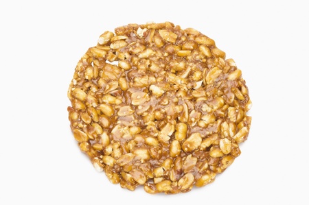 Close-up of chikki a traditional Indian sweet made of peanuts and jaggery