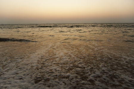 Panoramic view of the sea at dusk, Goa, Indiaの写真素材