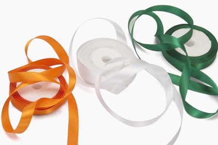 Ribbons representing Indian flag colorsの写真素材