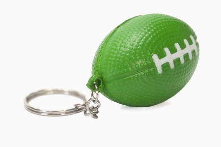 Close-up of an American football shaped key ringの写真素材