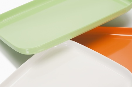 Close-up of colorful trays