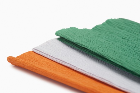 Close-up of colorful papers representing Indian flagの写真素材