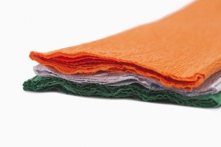 Close-up of colorful papers representing Indian flagの写真素材