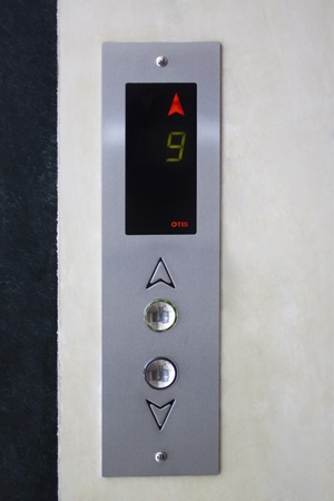 Close-up of the control panel of an elevator