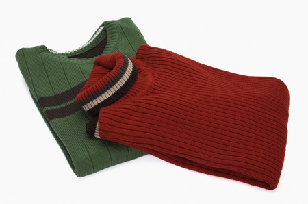 High angle view of two sweaters