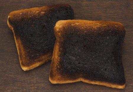 Close-up of burnt toastsの写真素材