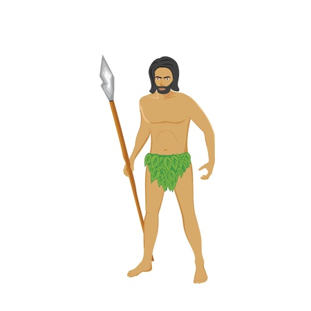 Primitive man holding a spearの写真素材