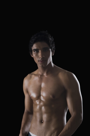 Portrait of a bare chested manの写真素材