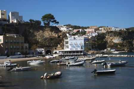 Boats at a harbor, Ponza, Tyrrhenian Sea, Province Of Latina, Lazio, Italyのeditorial素材