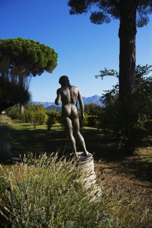 Naked statue in a garden, Amalfi, Province Of Salerno, Campania, Italyの写真素材