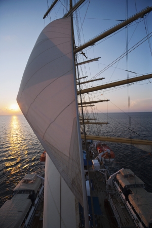 Clipper ship in the sea, Tyrrhenian Sea, Sicily, Italy