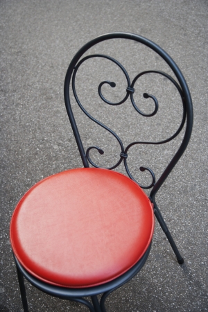 Close-up of an empty chair, Taormina, Province of Messina, Sicily, Italyの写真素材