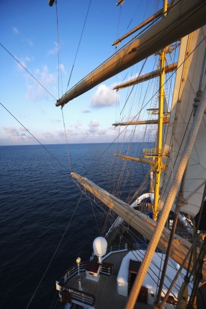 Clipper ship in the sea, Tyrrhenian Sea, Sicily, Italyのeditorial素材