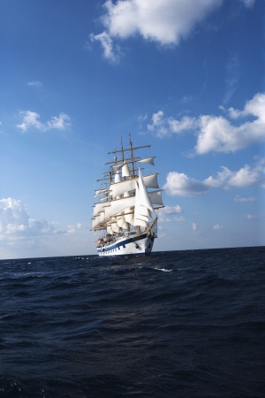 Clipper ship in the sea, Tyrrhenian Sea, Sicily, Italyのeditorial素材