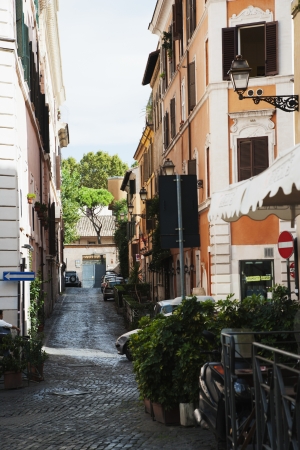 Houses along an alley, Rome, Lazio, Italyのeditorial素材