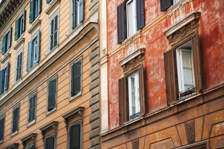 Windows of a house, Rome, Lazio, Italyの写真素材