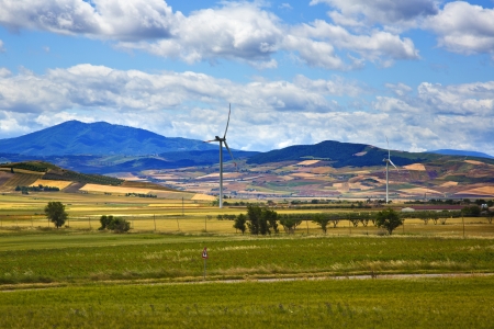 Wind turbines in a field, Vallata, Avellino, Campania, Italy