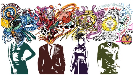 Illustrative representation of brains exploding with ideasのイラスト素材