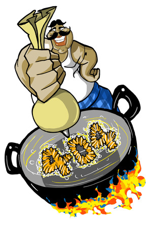 Illustrative representation of a halwai making 404 jalebiのイラスト素材