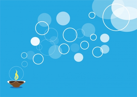Diwali oil lamp isolated on blue backgroundのイラスト素材