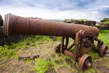 Cannons on the beach, Alibag, Raigad District, Konkan, Maharashtra, Indiaのeditorial素材