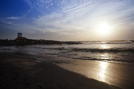 Lighthouse on the coast, Kovalam, Kerala, Indiaの写真素材