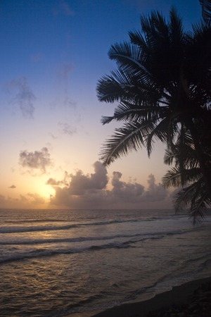 Sunset over the sea, Varkala, Kerala, Indiaの写真素材