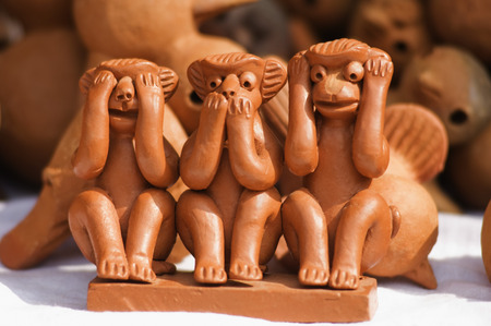 Sculptures for sale at souvenir shopの写真素材